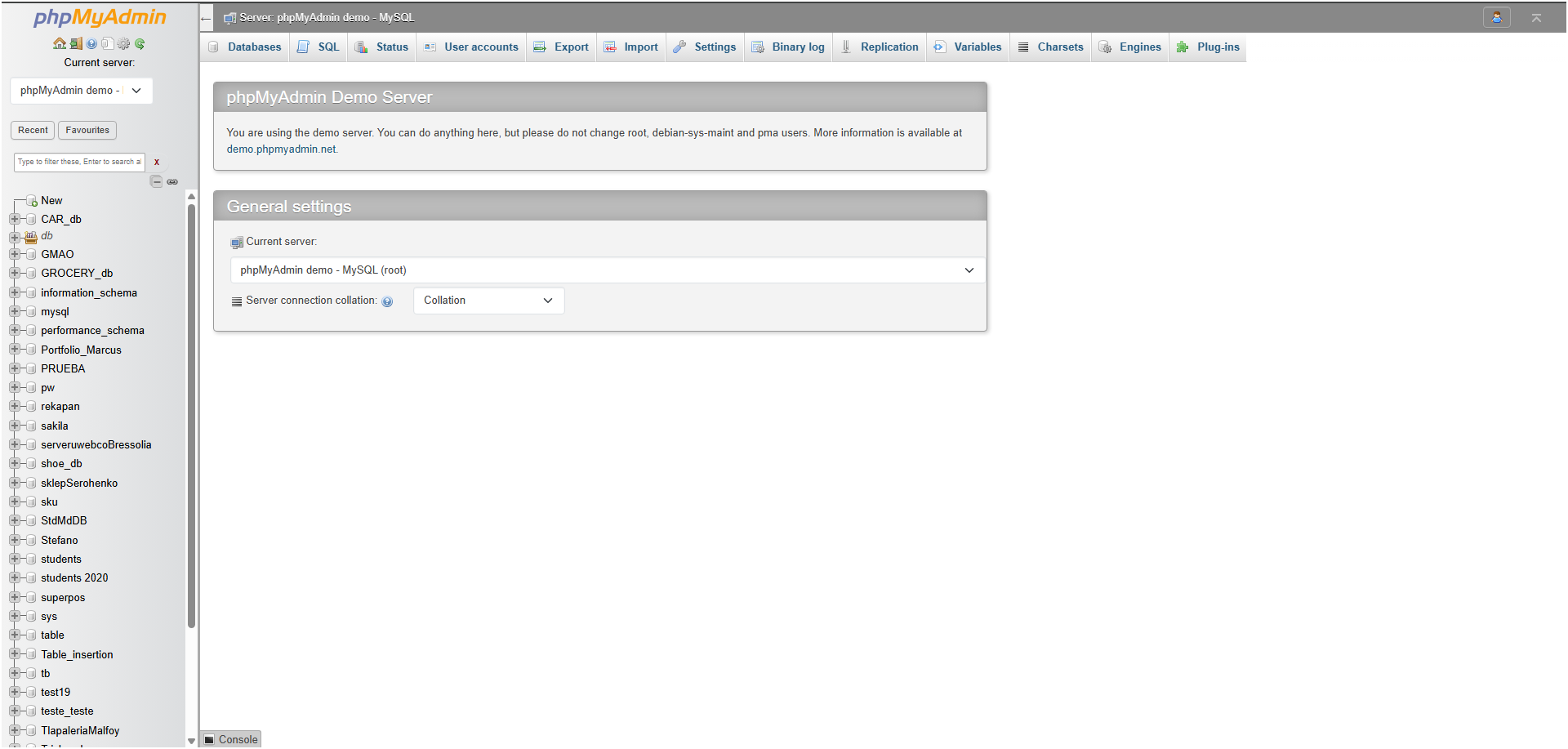 phpMyAdmin Interface